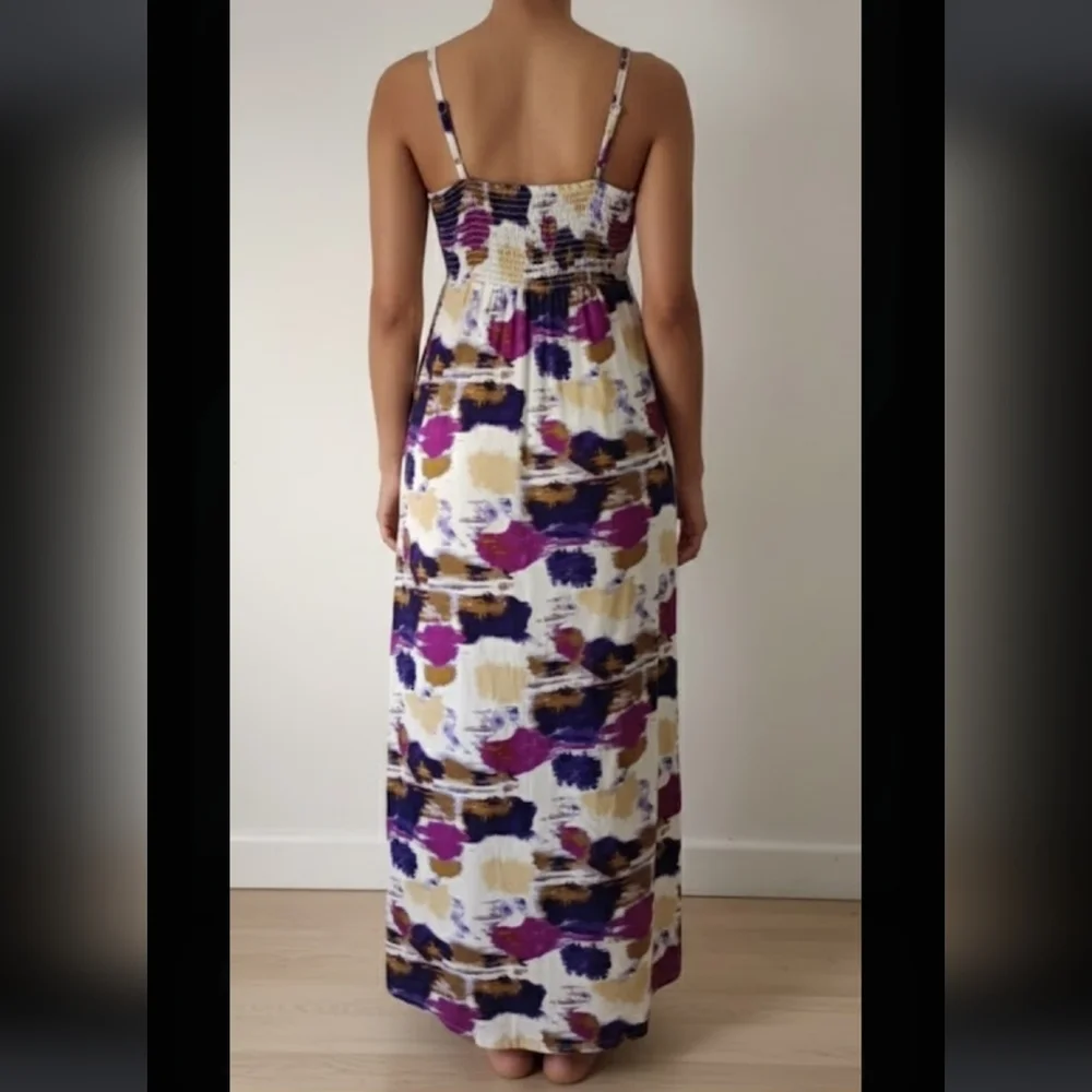 Women's maxi Sundress tie-dye style print Sleeveless Beach Rayon sz M. - Picture 4 of 17